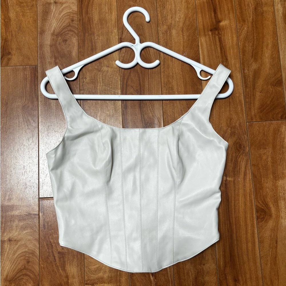 NWT Abercrombie Vegan Leather Corset Scoopneck Top